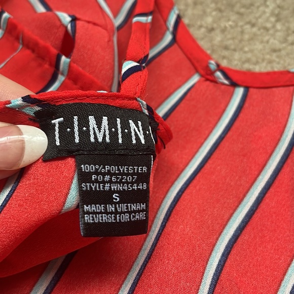 T•I•M•I•N•G Size small red tank ton, ties in the back, barely worn - Picture 7 of 7